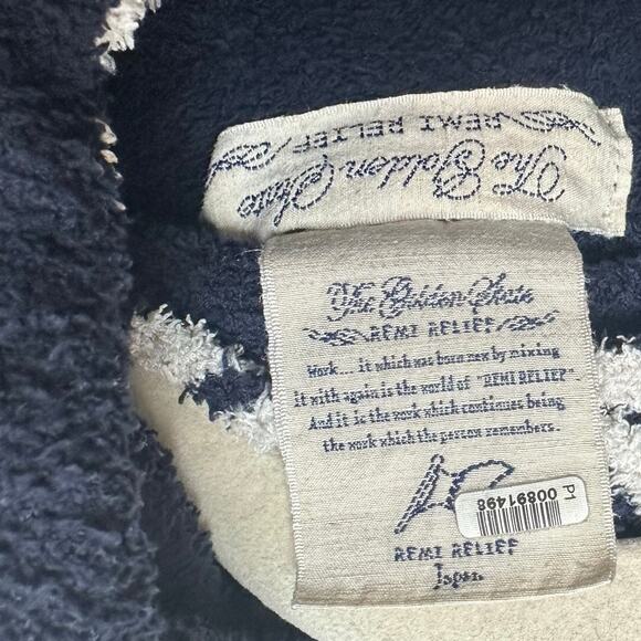 Remi Relief Blue Plush Hoodie Made in Japan Pullover sz L Japan=M US - Picture 4 of 6